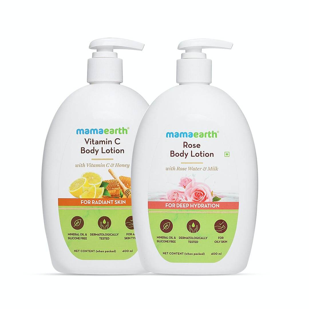 Skin Refreshing and Soothing Body Care Kit Rose Body Lotion and Vitamin C Body Lotion (400 ml)